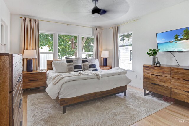 312 4th Ave, Lewiston, ID 83501 - bedroom with light wood finished floors and ceiling fan