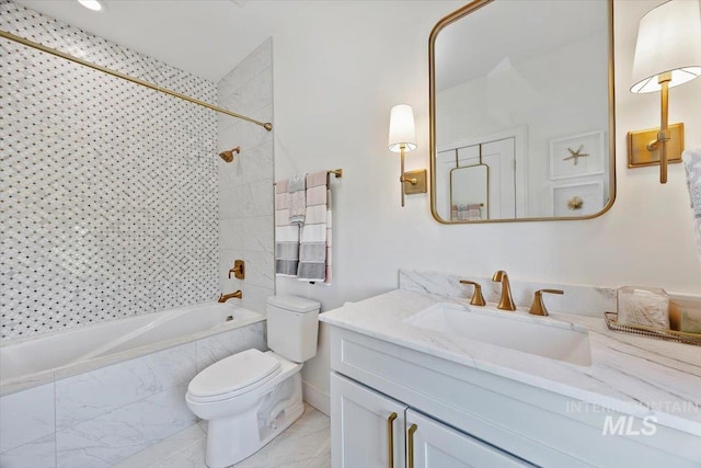 8 River Run Ests, Burley, ID 83318 - bathroom featuring tiled shower / bath combo, vanity, and toilet