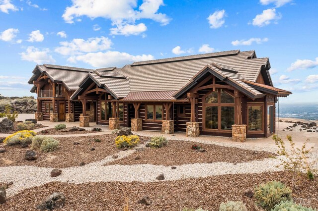 view of log cabin