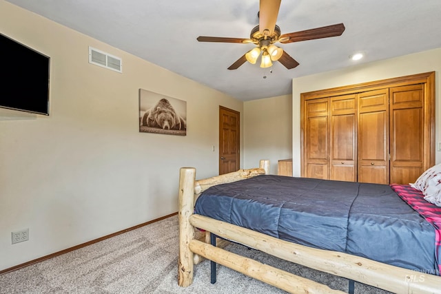 14060 Deerfield, Mccall, ID 83638 - bedroom featuring carpet, baseboards, ceiling fan, and a closet
