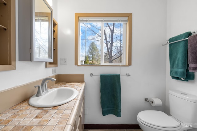 bathroom with toilet and vanity