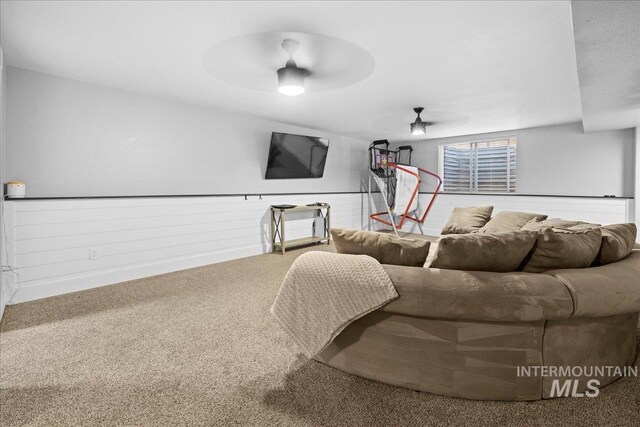 535 Seasons Ct, Nampa, ID 83686 - living area featuring carpet floors and ceiling fan