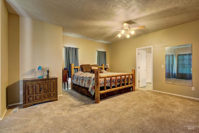 28284 Tudie Ln, Parma, ID 83660 - carpeted bedroom featuring baseboards, a ceiling fan, a textured ceiling, and visible vents