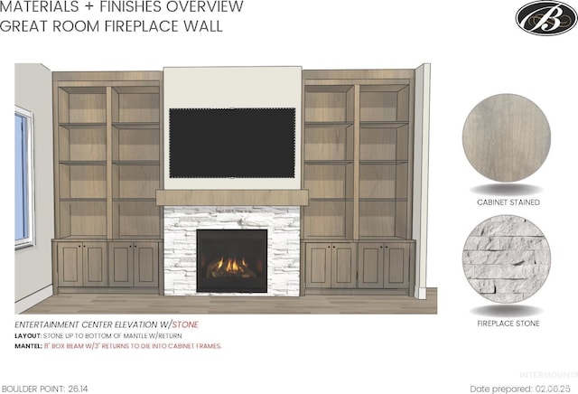 unfurnished living room with a fireplace