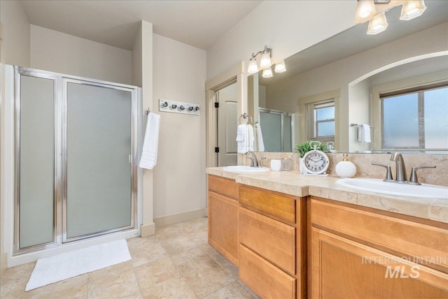 2895 E Shadowwolf Dr, Eagle, ID 83616 - bathroom with a stall shower and double vanity