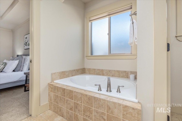 2895 E Shadowwolf Dr, Eagle, ID 83616 - bathroom with a garden tub, ensuite bathroom, and ornamental molding