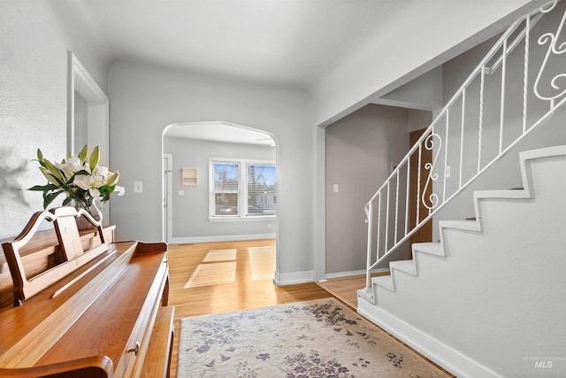 entrance foyer with light wood-type flooring