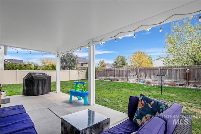 view of patio featuring a fenced backyard