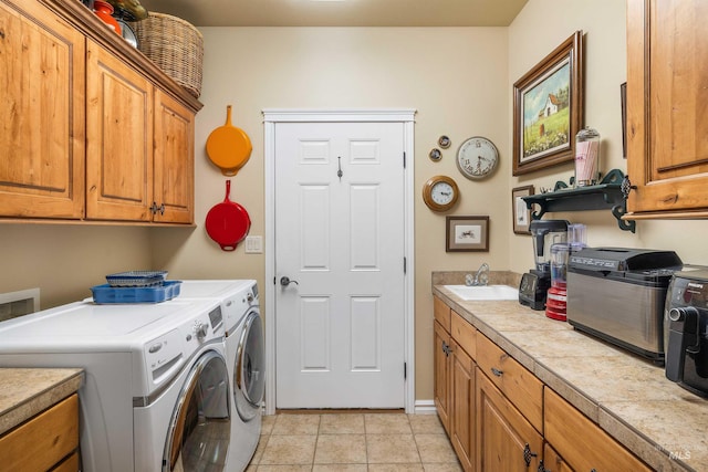 455 Coiner Cir, Twin Falls, ID 83301 - laundry area with cabinet space, separate washer and dryer, and light tile patterned flooring