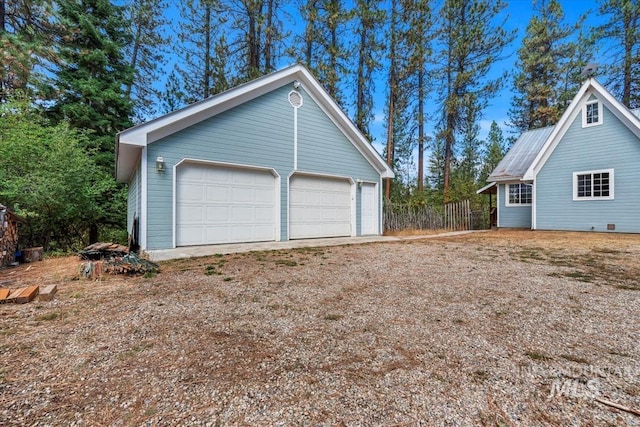 view of detached garage