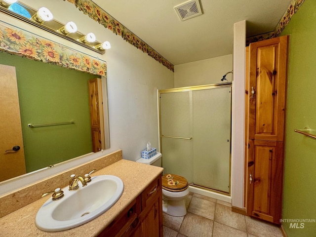 384 Race Creek Rd, Riggins, ID 83549 - full bathroom featuring vanity, toilet, a shower stall, and visible vents