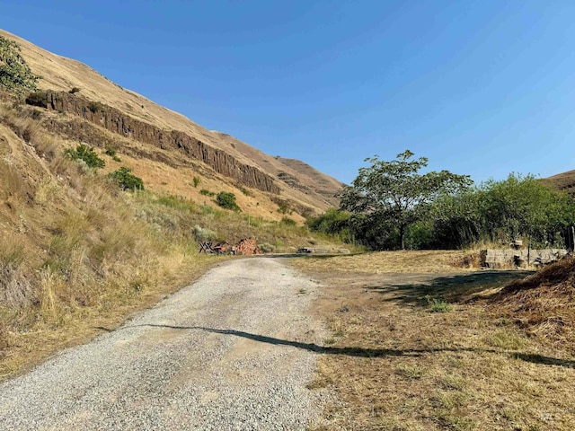 view of road with a mountain view