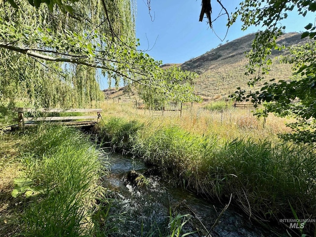 view of nature featuring a rural view and a water and mountain view