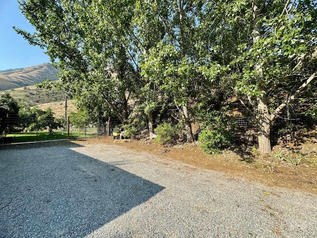 view of yard with a mountain view