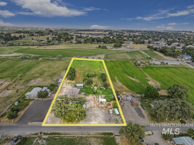 4220NORTH 1360 1360 E E, Buhl, ID 83316 - aerial view of sparsely populated area featuring property parcel outlined