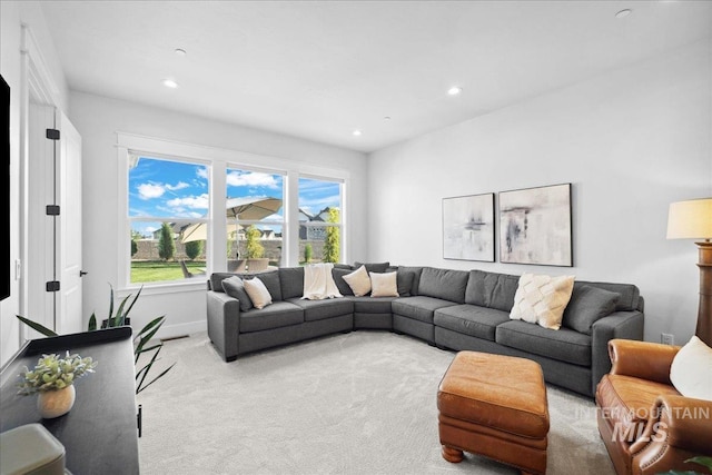 8848 Overunder Ln, Middleton, ID 83644 - living area with light colored carpet, recessed lighting, and baseboards