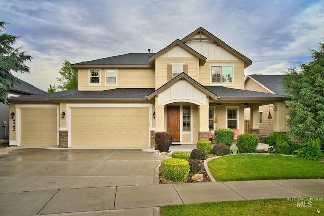9462 W Whitecrest, Star, ID 83669 - craftsman-style house featuring board and batten siding, concrete driveway, roof with shingles, and an attached garage