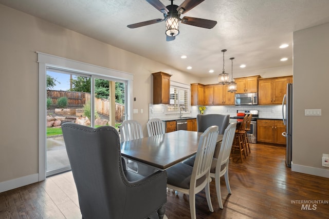 9462 W Whitecrest, Star, ID 83669 - dining room with a ceiling fan, recessed lighting, and dark wood-type flooring