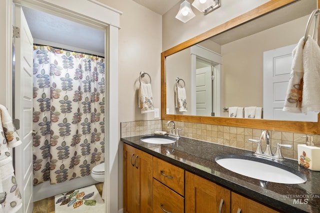 9462 W Whitecrest, Star, ID 83669 - full bath with double vanity, tasteful backsplash, and shower / bathtub combination with curtain
