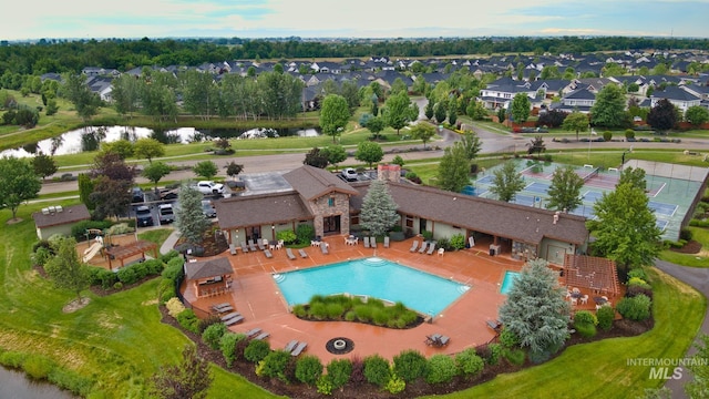 9462 W Whitecrest, Star, ID 83669 - community pool with a water view, a residential view, and a patio area