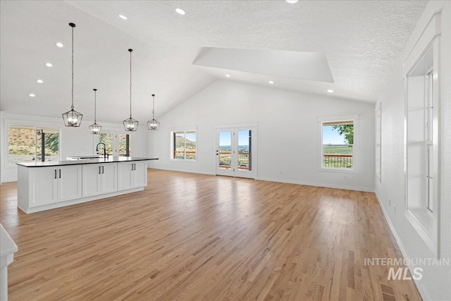 1006 Hill Rd, Homedale, ID 83628 - unfurnished living room featuring plenty of natural light, light wood finished floors, recessed lighting, and high vaulted ceiling
