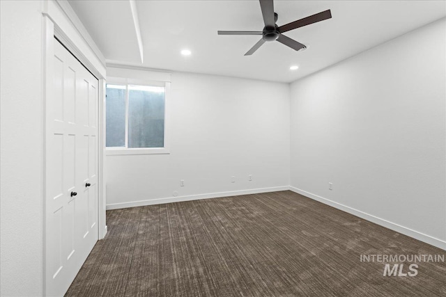 1006 Hill Rd, Homedale, ID 83628 - unfurnished bedroom with dark carpet, recessed lighting, and a closet