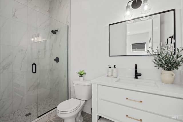 13684 N Sage Grouse Pl, Boise, ID 83714 - full bathroom featuring a marble finish shower, toilet, and vanity