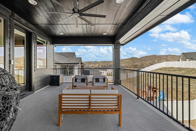 13684 N Sage Grouse Pl, Boise, ID 83714 - balcony with a mountain view and a ceiling fan