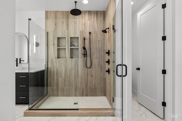 13684 N Sage Grouse Pl, Boise, ID 83714 - full bathroom featuring marble finish floor and a shower stall