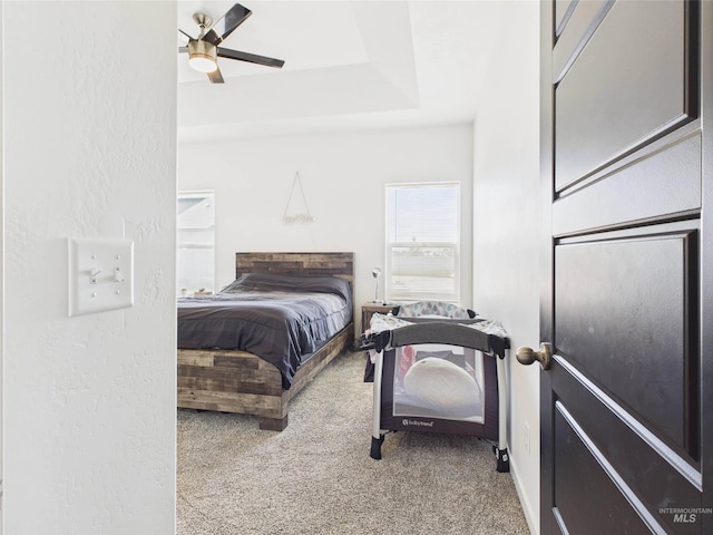 2420 Great Basin Way, Burley, ID 83318 - carpeted bedroom with a ceiling fan and a tray ceiling