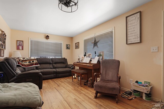 living room featuring light wood-type flooring