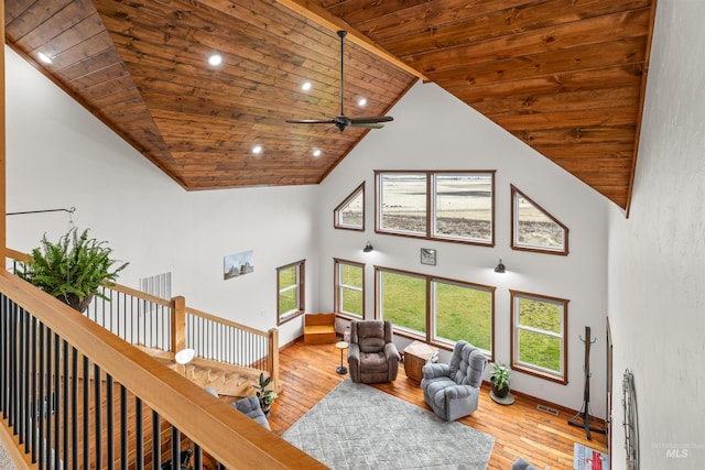 340 Gill Point Rd, Grangeville, ID 83530 - living room featuring light hardwood / wood-style floors, high vaulted ceiling, plenty of natural light, and wood ceiling