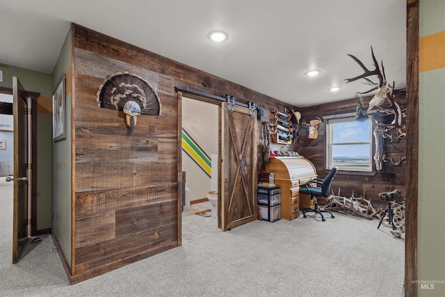 340 Gill Point Rd, Grangeville, ID 83530 - office featuring carpet flooring and a barn door