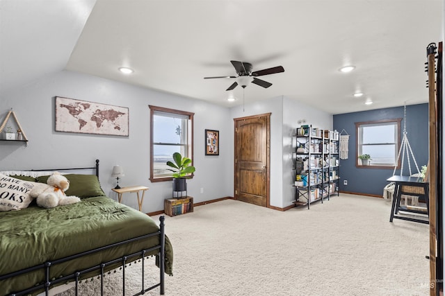 340 Gill Point Rd, Grangeville, ID 83530 - carpeted bedroom featuring ceiling fan and lofted ceiling