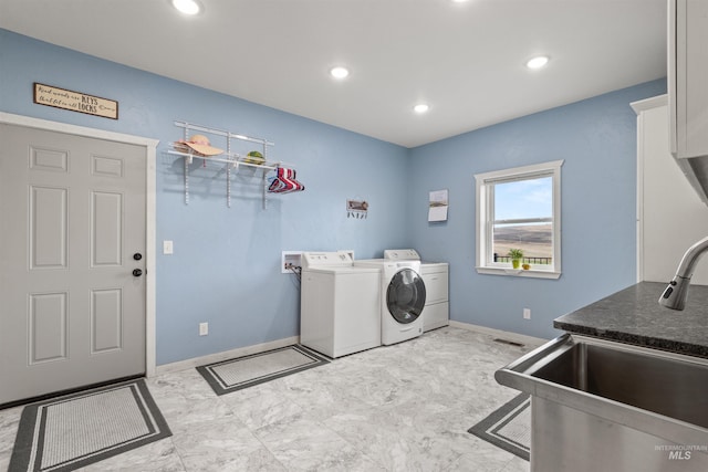 340 Gill Point Rd, Grangeville, ID 83530 - washroom with washer and dryer, cabinets, and sink