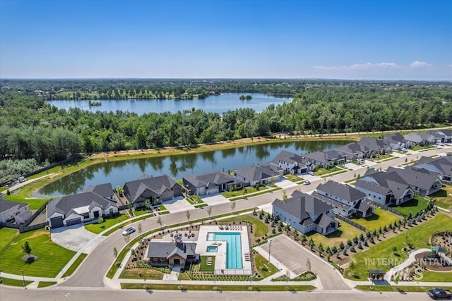 124 S Eagles Roost Way, Eagle, ID 83616 - aerial view of residential area with a pool and a large body of water