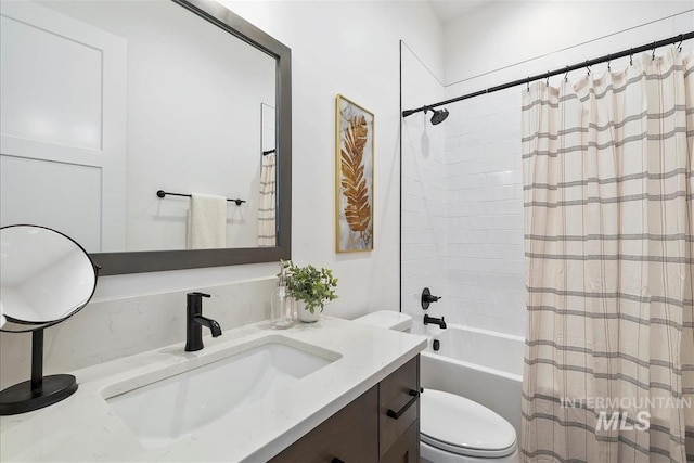 124 S Eagles Roost Way, Eagle, ID 83616 - full bathroom with vanity and shower / bathtub combination with curtain