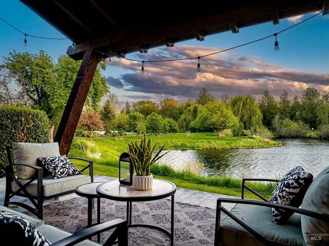 1337 E Lone Shore Dr, Eagle, ID 83616 - view of patio / terrace with a water view