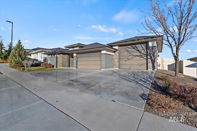 prairie-style home with a garage