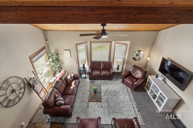 502 Lake Cascade Pkwy Unit 6, Cascade, ID 83611 - carpeted living area with plenty of natural light and ceiling fan