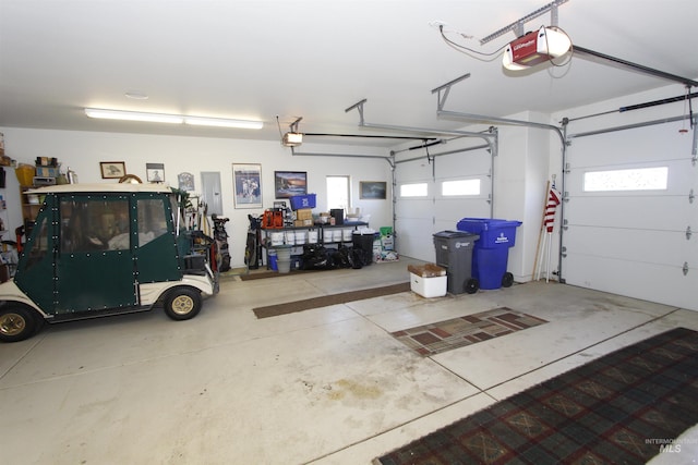 garage featuring a garage door opener and electric panel