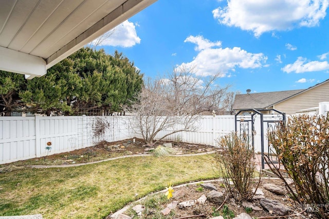 view of yard featuring a fenced backyard