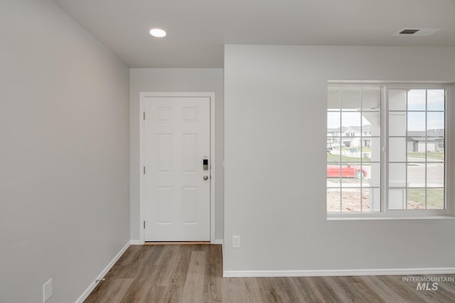 interior space with light hardwood / wood-style floors