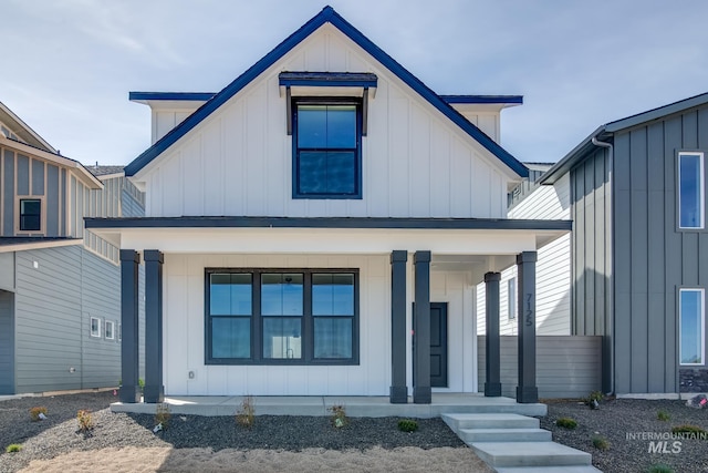 modern farmhouse featuring a porch