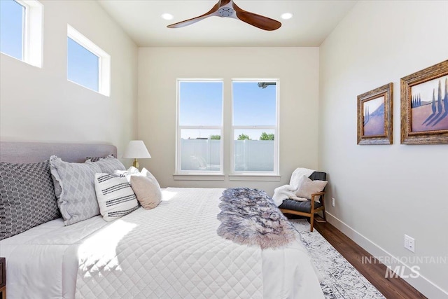 507 Falling Leaf Ln, Twin Falls, ID 83301 - bedroom featuring wood finished floors, recessed lighting, and a ceiling fan
