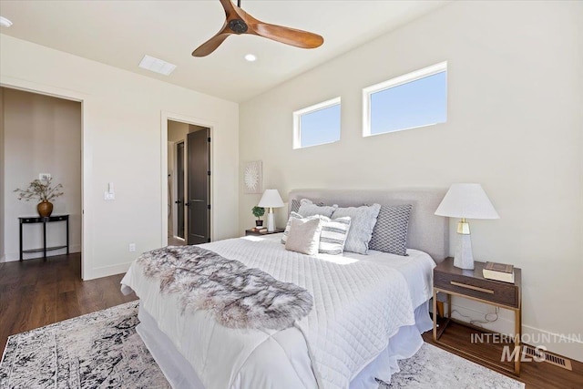 507 Falling Leaf Ln, Twin Falls, ID 83301 - bedroom with wood finished floors, recessed lighting, and a ceiling fan