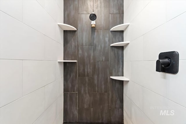 bathroom view of tiled shower
