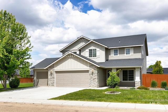 2617 Springcrest, Caldwell, ID 83605 - craftsman inspired home featuring stone siding, concrete driveway, an attached garage, and a shingled roof