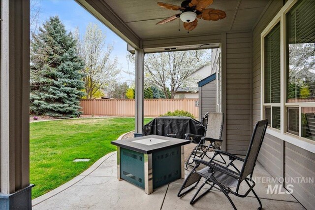 4824 S Longmoor Ave, Boise, ID 83709 - view of patio / terrace with fence and a ceiling fan