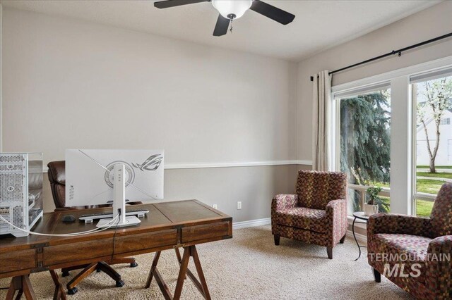 4824 S Longmoor Ave, Boise, ID 83709 - office with baseboards, a ceiling fan, and carpet floors